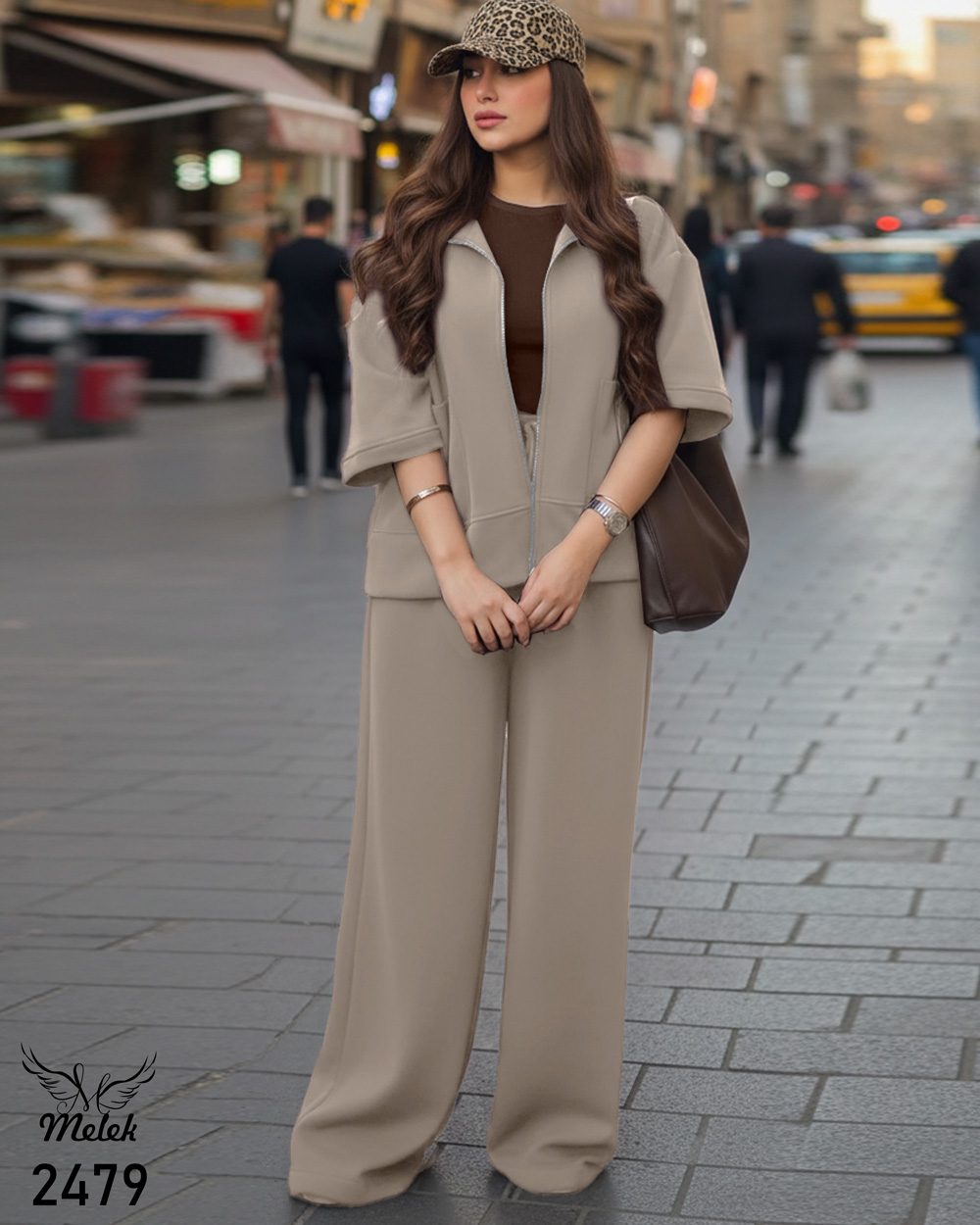 ست سوشرت جلو زیپ و شلوار بگ اسپورت مجلسی سایز بزرگ