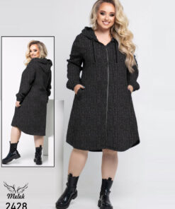 سوشرت لانگ کلاهدار جلو زیپ دوجیب سایز بزرگ