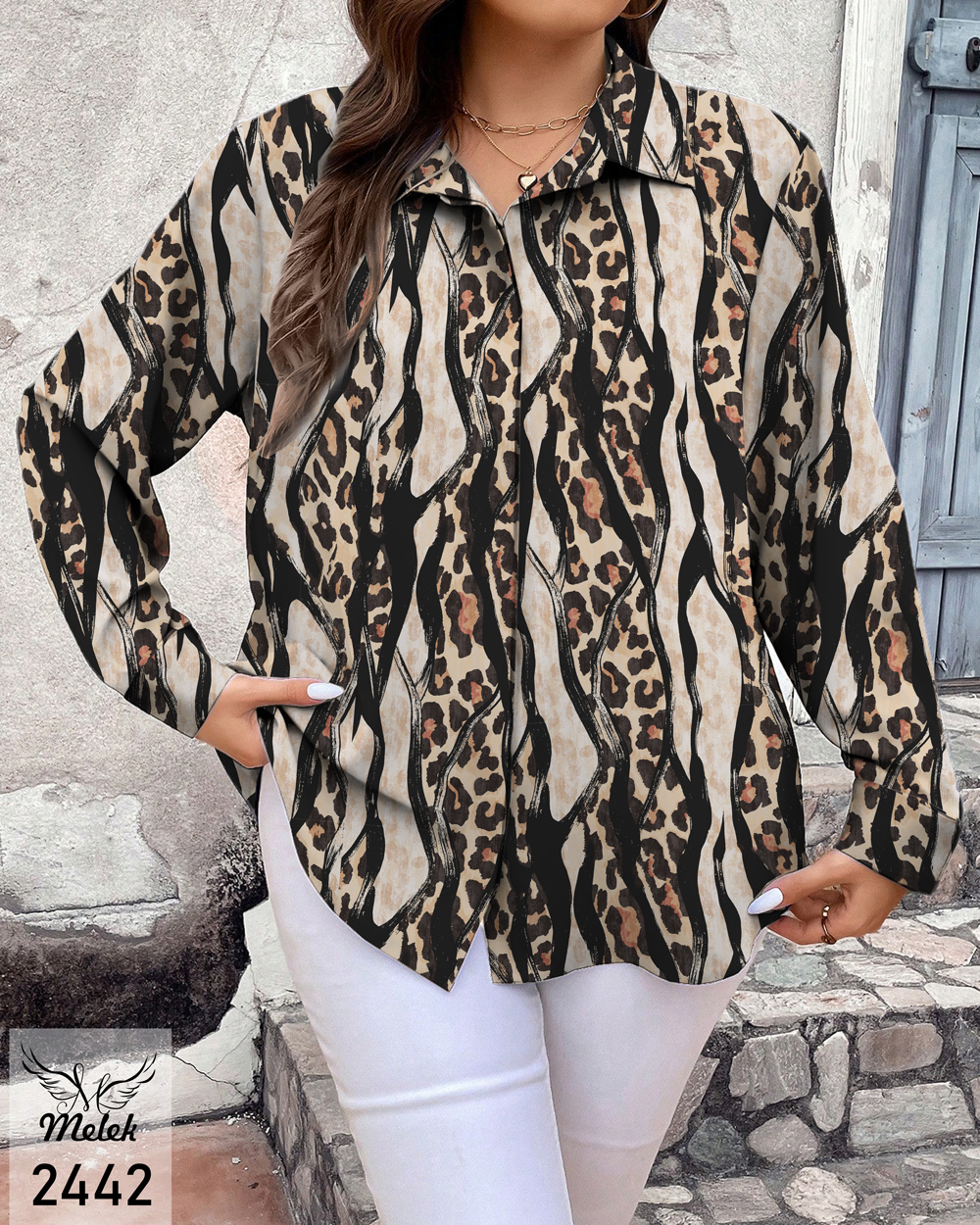 شومیز اسپورت مجلسی دکمه مخفی آستین بلند سایز بزرگ