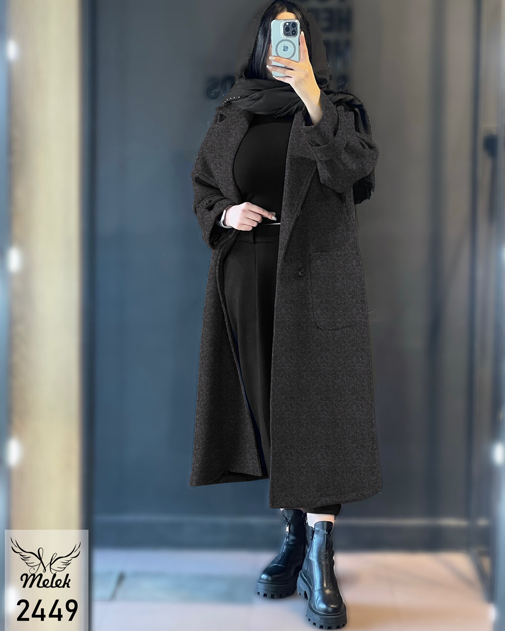 پالتو اسپورت مجلسی یقه انگلیسی دکمه نما آستین بلند جیب دار سایز بزرگ - غیر ژورنالی