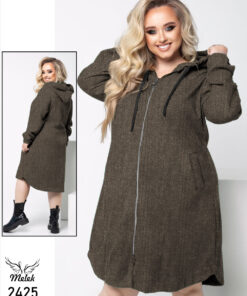 سوشرت لانگ کلاهدار جلو زیپ دوجیب سایز بزرگ