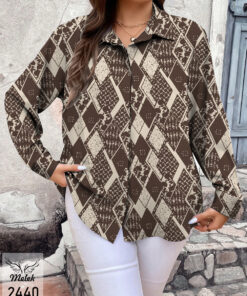 شومیز اسپورت مجلسی دکمه مخفی آستین بلند سایز بزرگ