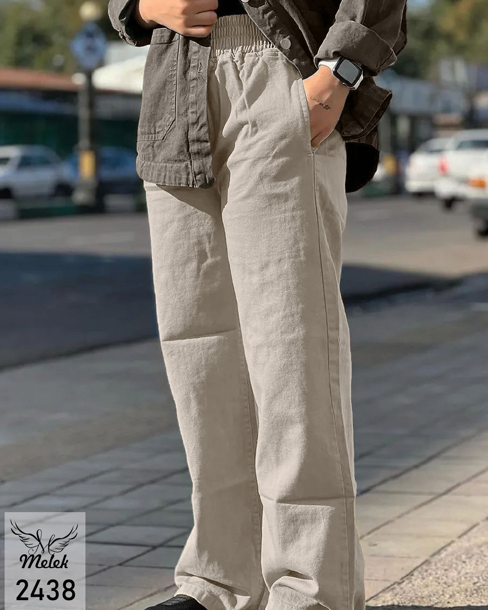 شلوار نیم بگ کمر کشی دوجیب سایز بزرگ - غیر ژورنالی