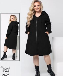 سوشرت لانگ کلاهدار جلو زیپ دوجیب سایز بزرگ