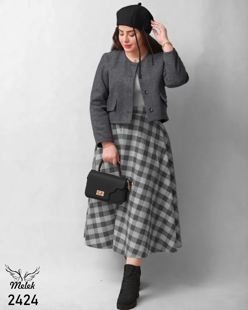 ست کراپ کت و دامن اسپورت مجلسی سایز بزرگ - غیر ژورنالی