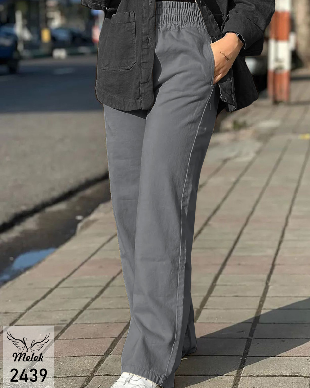 شلوار نیم بگ کمر کشی دوجیب سایز بزرگ - غیر ژورنالی