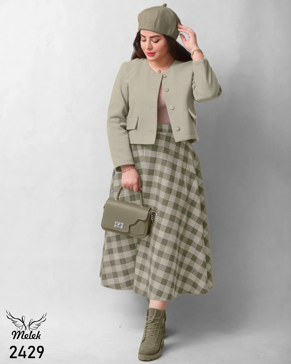 ست کراپ کت و دامن اسپورت مجلسی سایز بزرگ - غیر ژورنالی