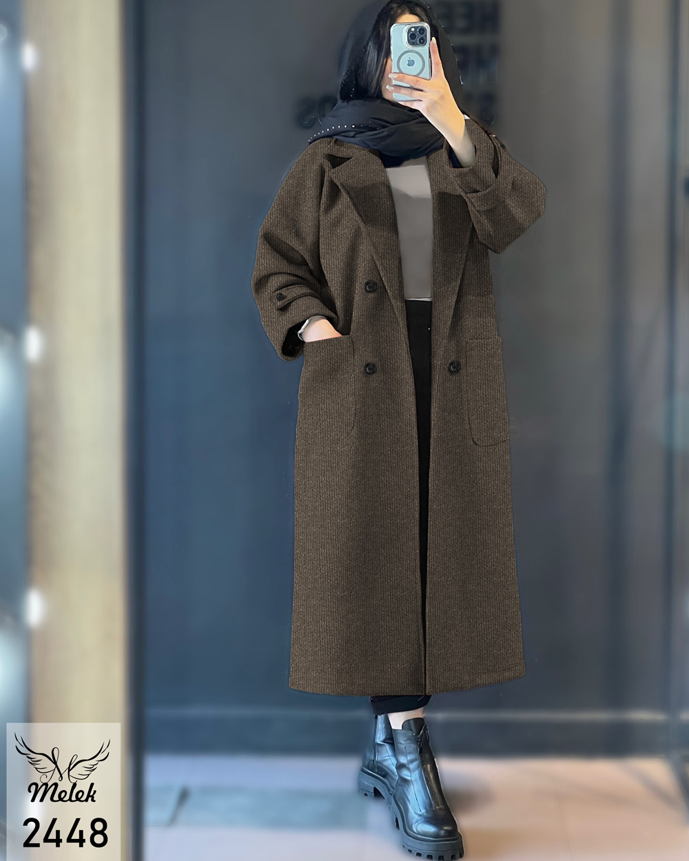 پالتو اسپورت مجلسی یقه انگلیسی دکمه نما آستین بلند جیب دار سایز بزرگ - غیر ژورنالی