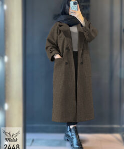 پالتو اسپورت مجلسی یقه انگلیسی دکمه نما آستین بلند جیب دار سایز بزرگ