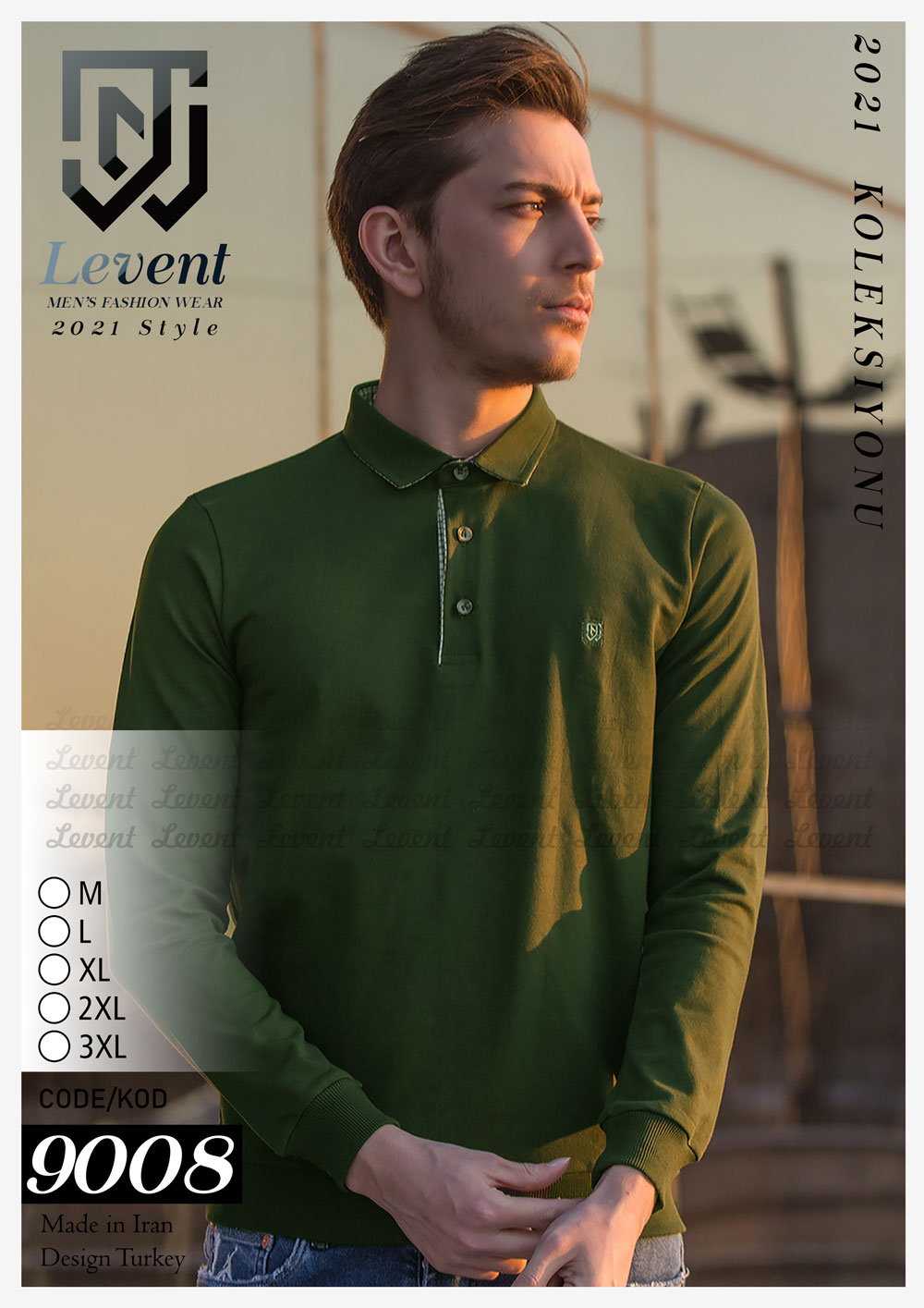 تیشرت سه دکمه آستین بلند سایز بزرگ