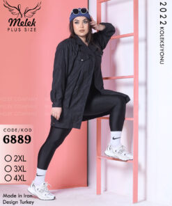 مانتو اسپورت مجلسی یقه انگلیسی جلو باز آستین بلند سایز بزرگ