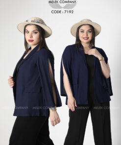 کت مجلسی جلوباز یقه آرشال آستین اپن سایز بزرگ