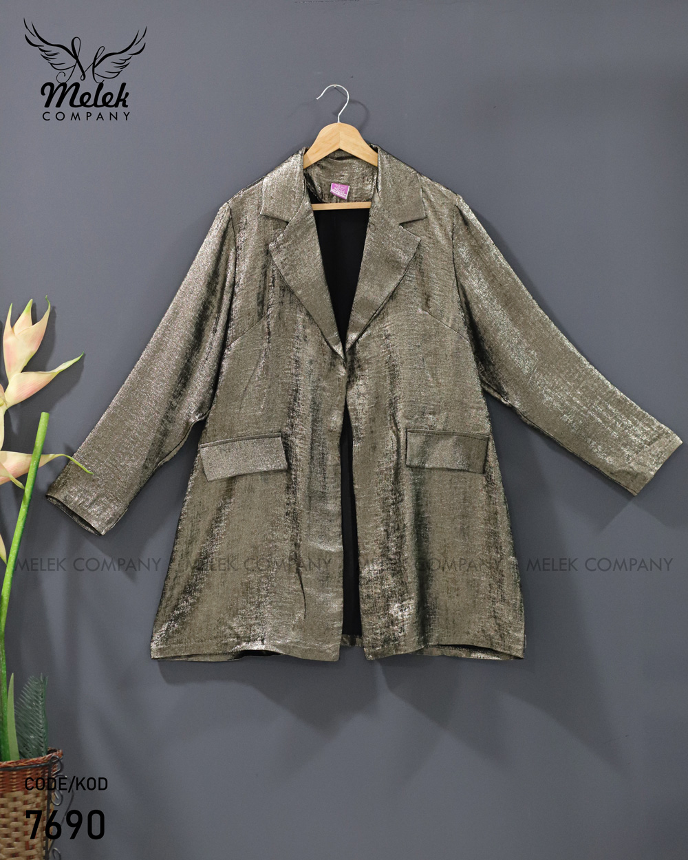 کت مجلسی یقه انگلیسی جلوباز جیب نما سایز بزرگ - غیر ژورنالی