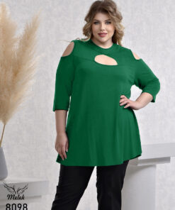 تونیک مجلسی یقه گرد آستین سه ربع سرشانه اپن سایز بزرگ