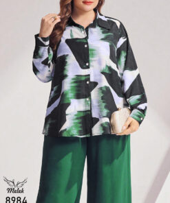 شومیز مجلسی جلو دکمه بازشو آستین بلند سایز بزرگ