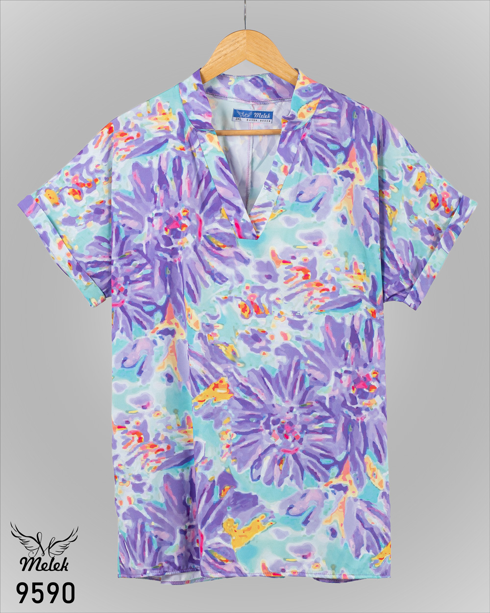 شومیز مجلسی یقه هفت آستین کیمونو پاکتی سایز بزرگ - غیر ژورنالی