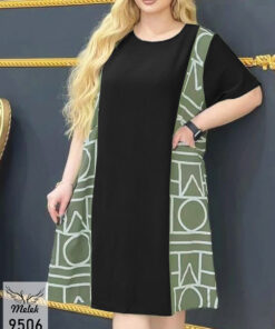 تونیک اسپورت مجلسی یقه گرد آستین کوتاه دوجیب سایز بزرگ