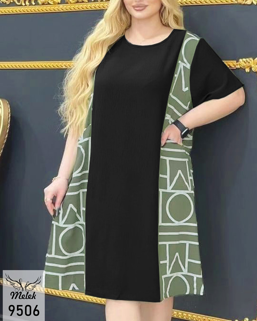 تونیک اسپورت مجلسی یقه گرد آستین کوتاه دوجیب سایز بزرگ