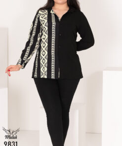 شومیز اسپورت مجلسی جلو دکمه بازشو آستین بلند سایز بزرگ