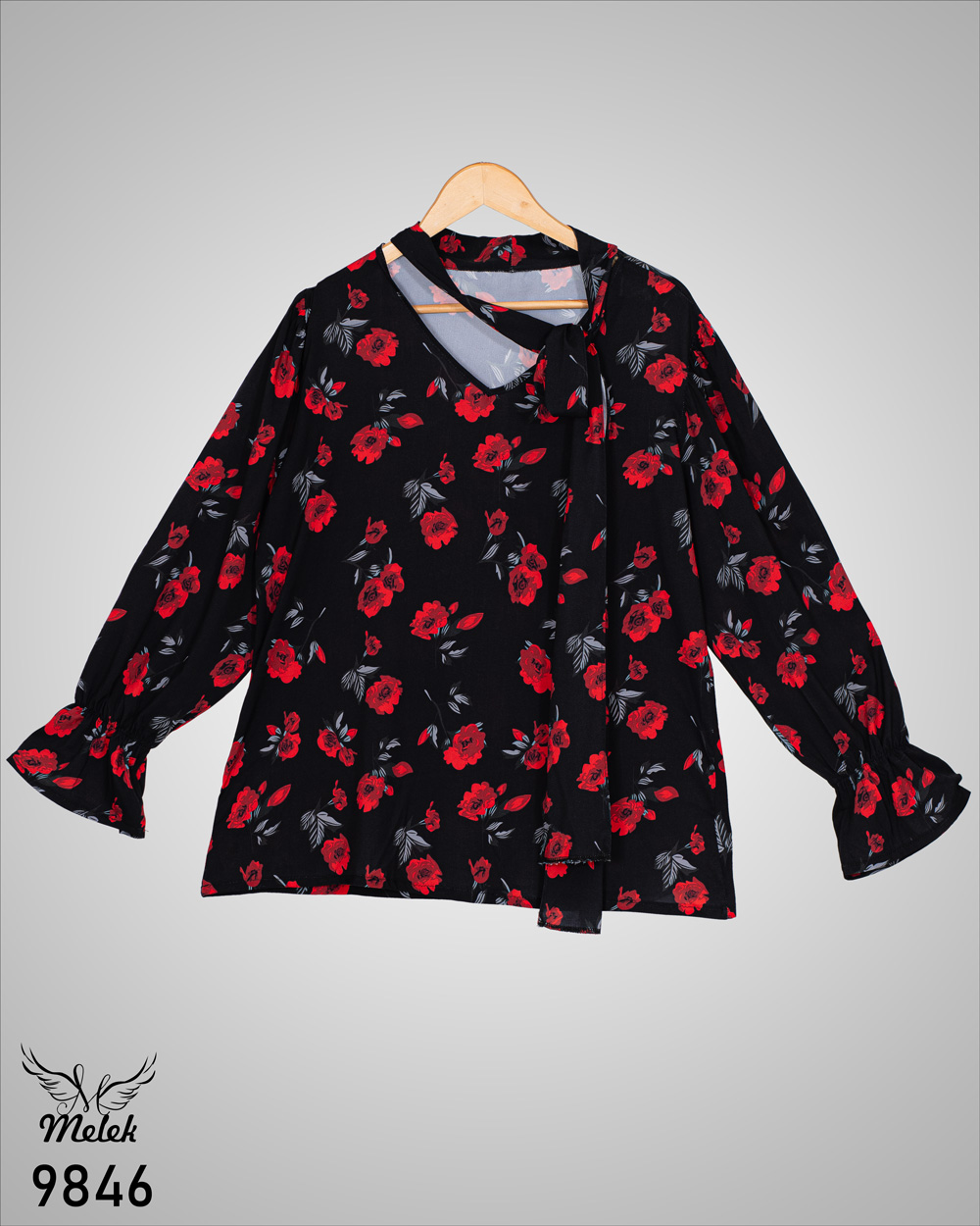 شومیز مجلسی یقه کراواتی آستین بلند یلدانه سایز بزرگ - غیر ژورنالی