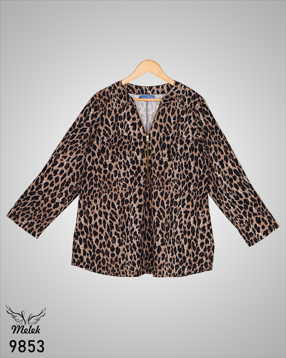 شومیز مجلسی یقه فرنچی زیپ دار آستین پاگن دار سایز بزرگ - غیر ژورنالی