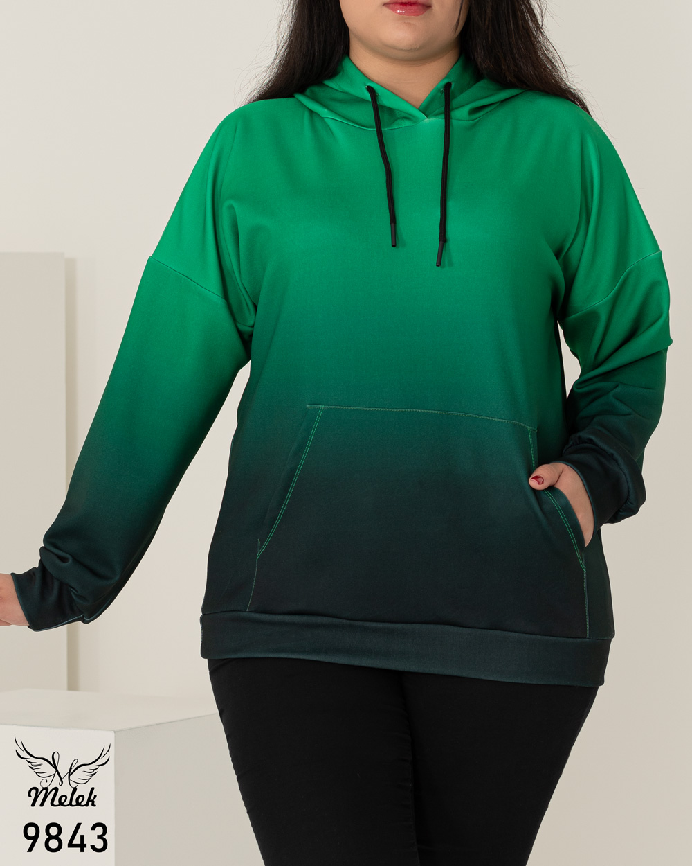 هودی اسپورت پاییزه کلاهدار جیب پلار  آستین سرخود سایز بزرگ