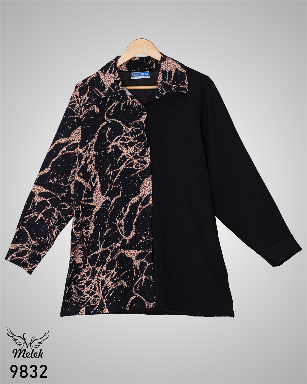 شومیز اسپورت مجلسی جلو دکمه بازشو آستین بلند سایز بزرگ - غیر ژورنالی