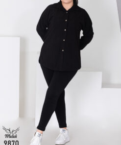 شومیز شکتی جلو دکمه بازشو آستین سرخود سایز بزرگ