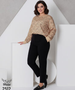 بلوز اسپورت مجلسی یقه گرد آستین سرخود سایز بزرگ