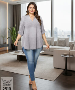 تونیک مجلسی یقه ایستاده آستین سه ربع (بدن نما) سایز بزرگ