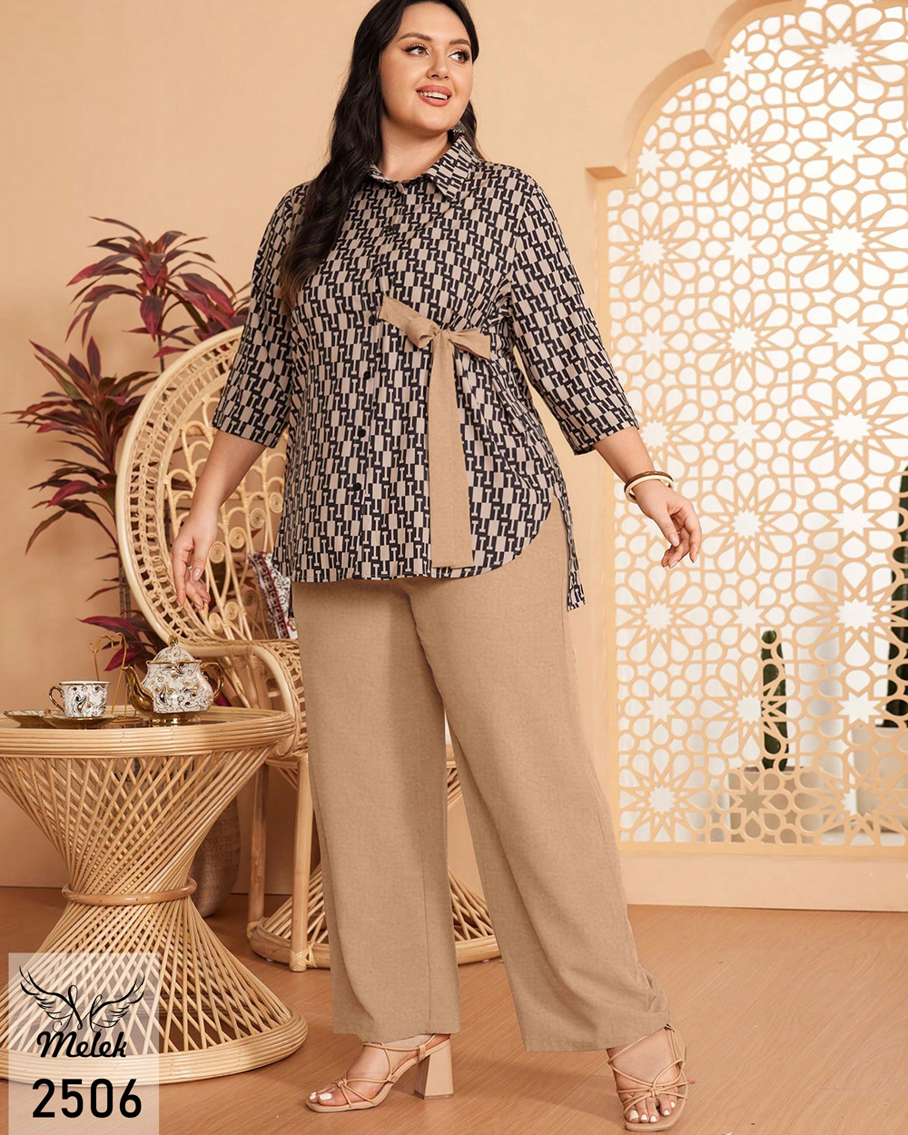 ست شومیز دکمه بازشو و شلوار اسپورت مجلسی سایز بزرگ