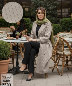 مانتو ترند مجلسی یقه انگلیسی جلوباز با کمربند سایز بزرگ