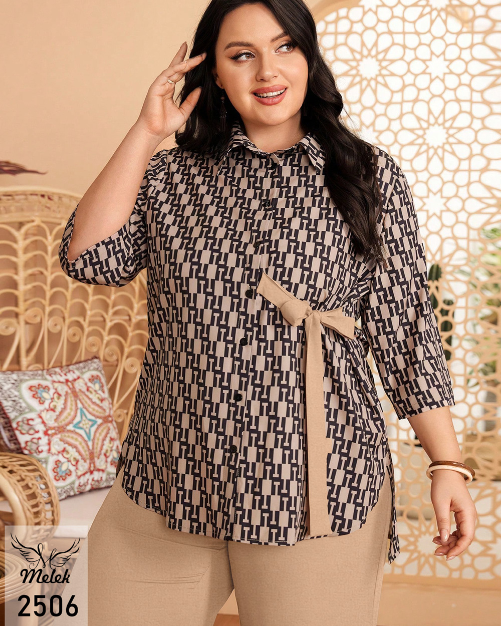 ست شومیز دکمه بازشو و شلوار اسپورت مجلسی سایز بزرگ - غیر ژورنالی