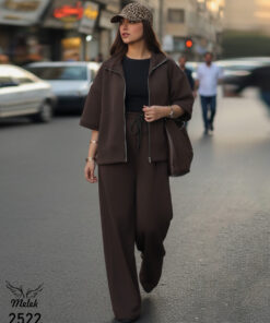 ست سوشرت جلو زیپ و شلوار بگ اسپورت مجلسی سایز بزرگ