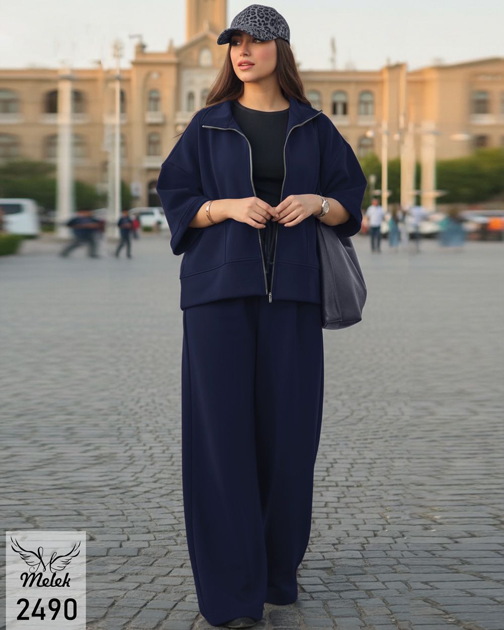 ست سوشرت جلو زیپ و شلوار بگ اسپورت مجلسی سایز بزرگ