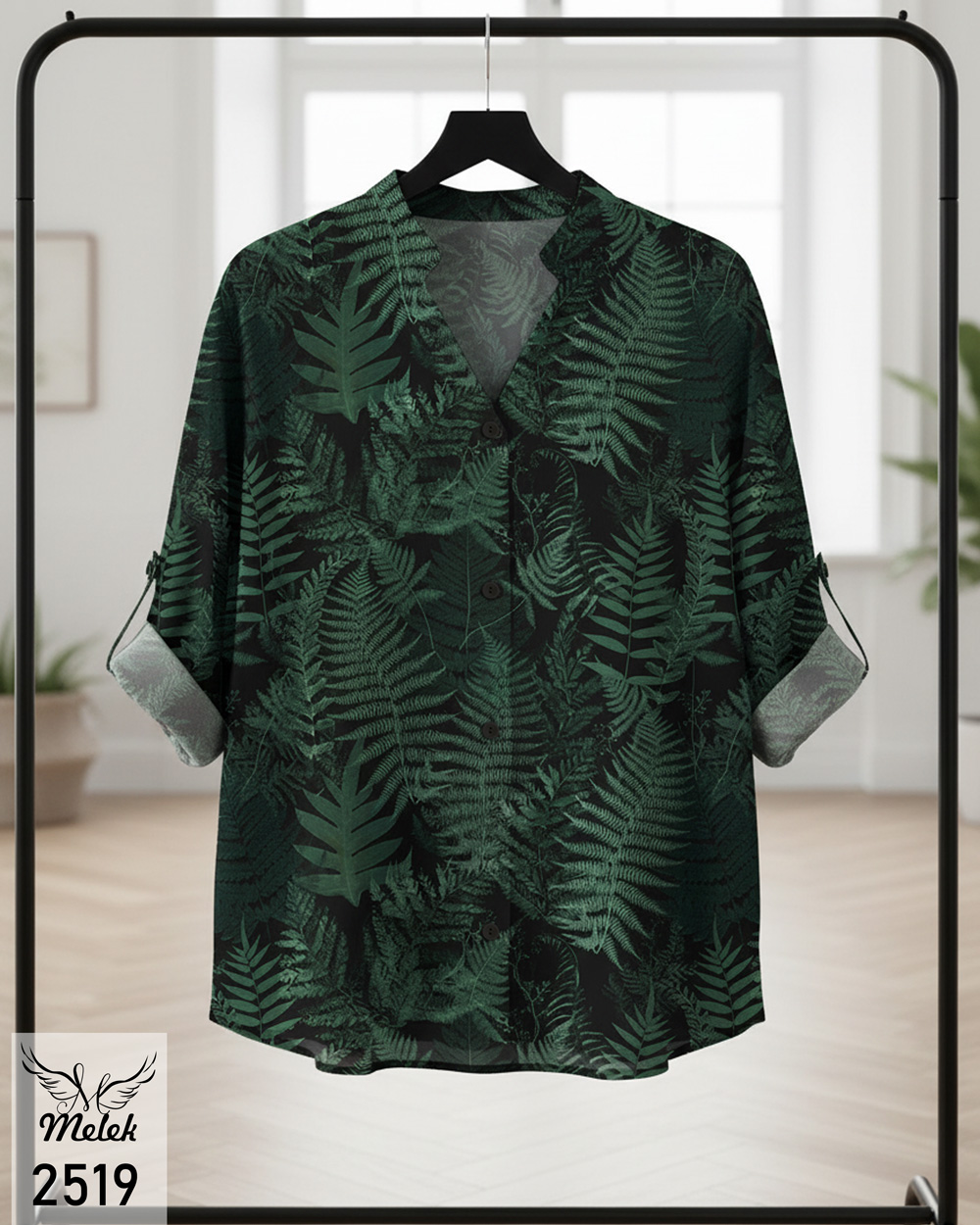 شومیز خاص مجلسی یقه هفت جلو دکمه بازشو آستین پاگن دار سایز بزرگ - غیر ژورنالی