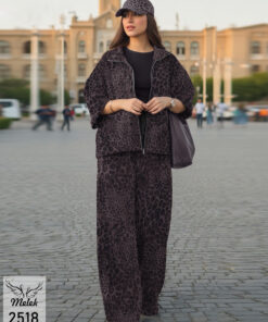 ست سوشرت جلو زیپ و شلوار بگ اسپورت مجلسی سایز بزرگ