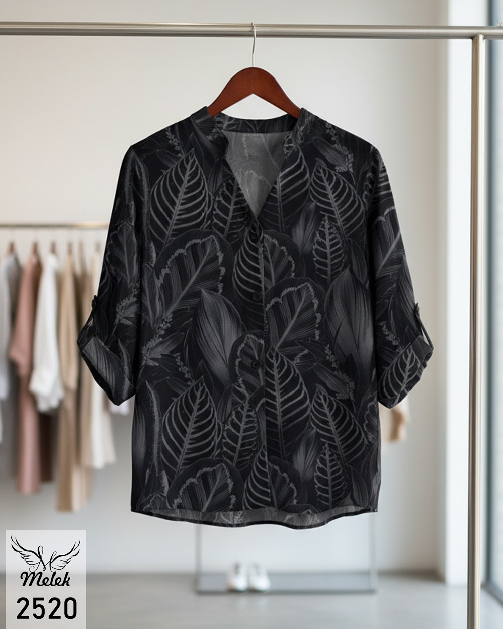 شومیز خاص مجلسی یقه هفت جلو دکمه بازشو آستین پاگن دار سایز بزرگ - غیر ژورنالی