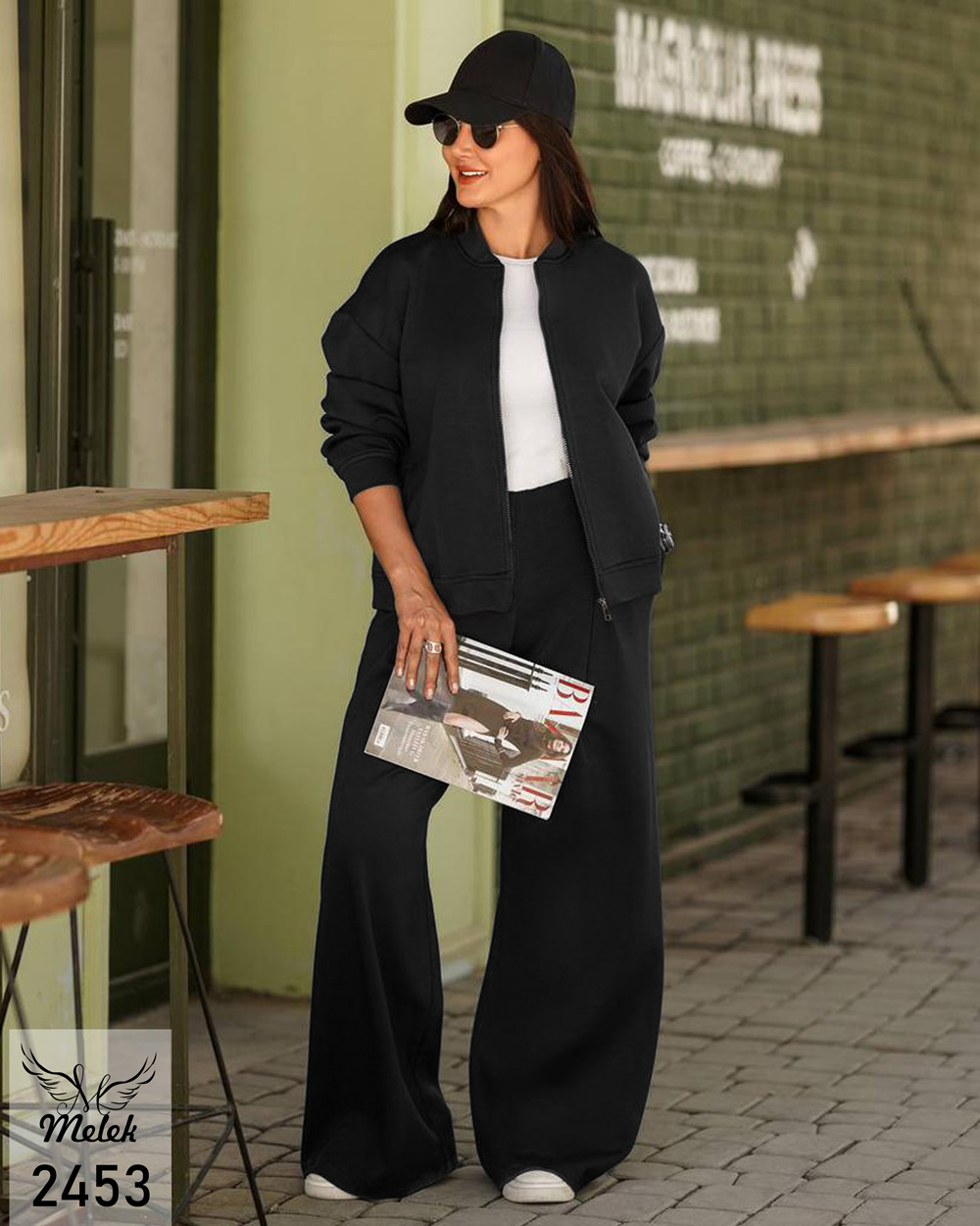 ست سوشرت جلو زیپ و شلوار بگ اسپورت مجلسی سایز بزرگ