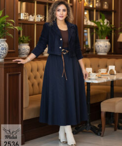 ست دوتکه کت دامن اسپورت مجلسی بدون کمربند سایز بزرگ