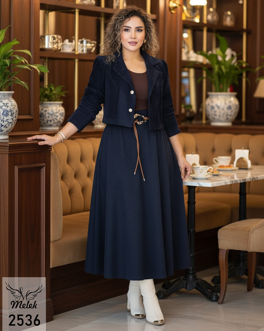 ست دوتکه کت دامن اسپورت مجلسی بدون کمربند سایز بزرگ