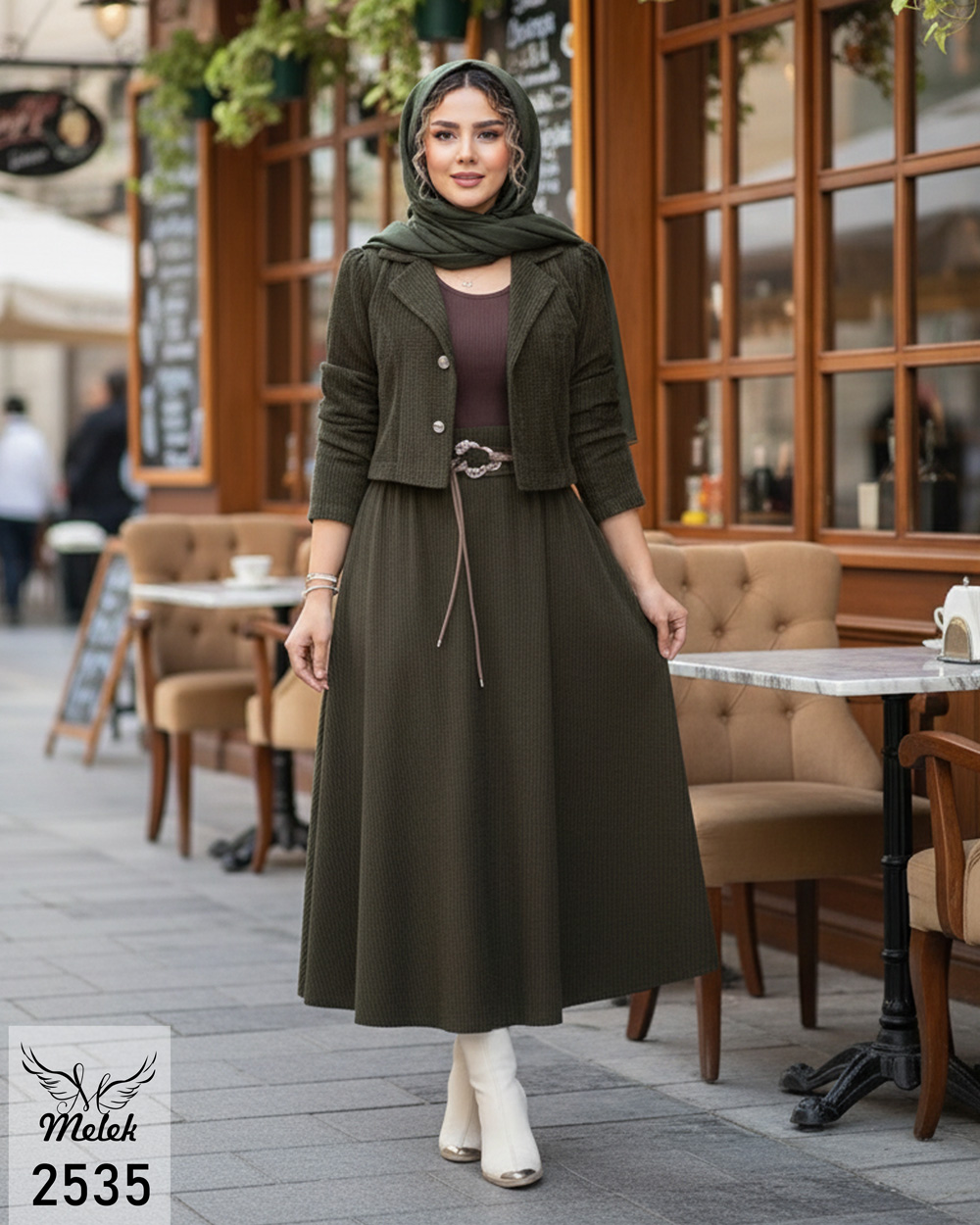 ست دوتکه کت دامن اسپورت مجلسی بدون کمربند سایز بزرگ