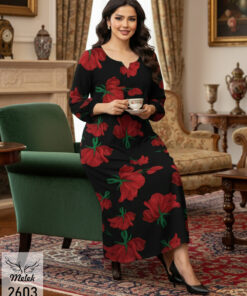 پیراهن اسپورت مجلسی یقه جواهری آستین فانوسی سایز بزرگ