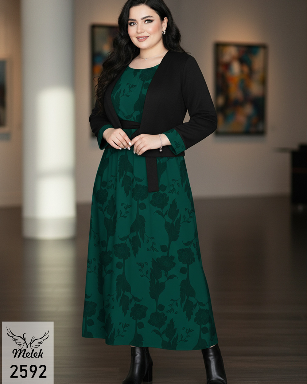 ست دوتکه سارافون و کت کراپ اسپورت مجلسی سایز بزرگ