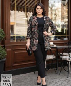 مانتو کتی اسپورت مجلسی یقه انگلیسی دکمه بازشو آستین پاکتی پاگن دار سایز بزرگ