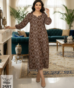 پیراهن اسپورت مجلسی یقه جواهری آستین فانوسی سایز بزرگ