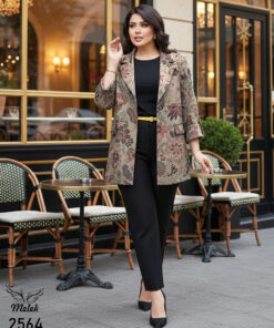 مانتو کتی اسپورت مجلسی یقه انگلیسی دکمه بازشو آستین پاکتی پاگن دار سایز بزرگ