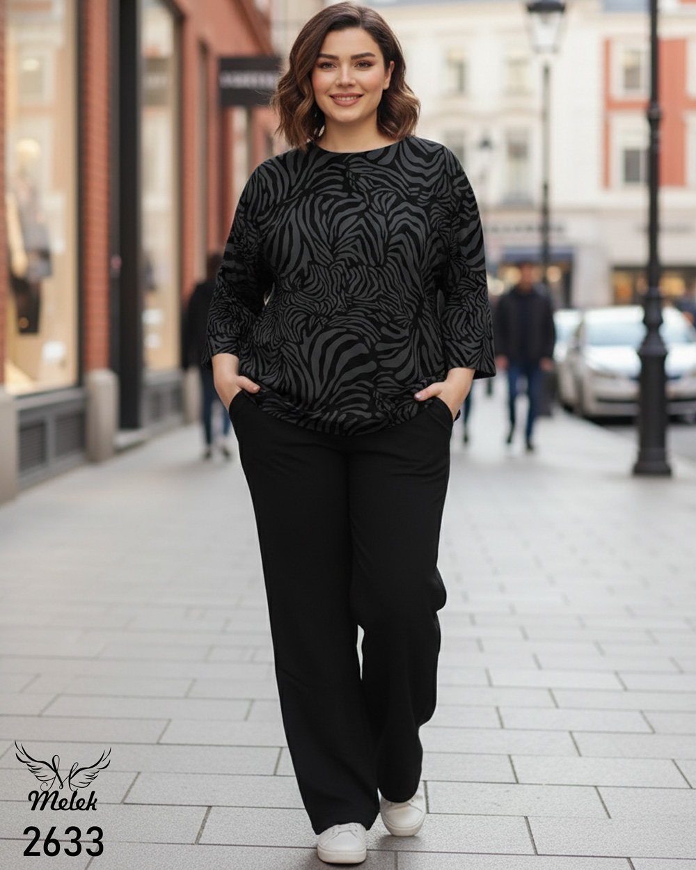 ست تیشرت و شلوار بگ اسپورت مجلسی سایز بزرگ - غیر ژورنالی