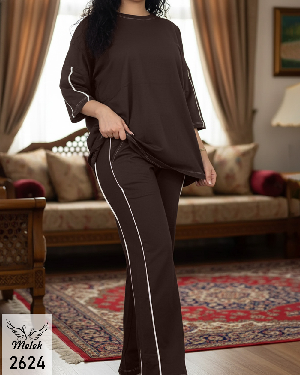 ست تیشرت و شلوار بگ اسپورت مجلسی سایز بزرگ - غیر ژورنالی