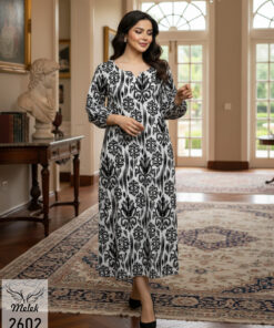 پیراهن اسپورت مجلسی یقه جواهری آستین فانوسی سایز بزرگ